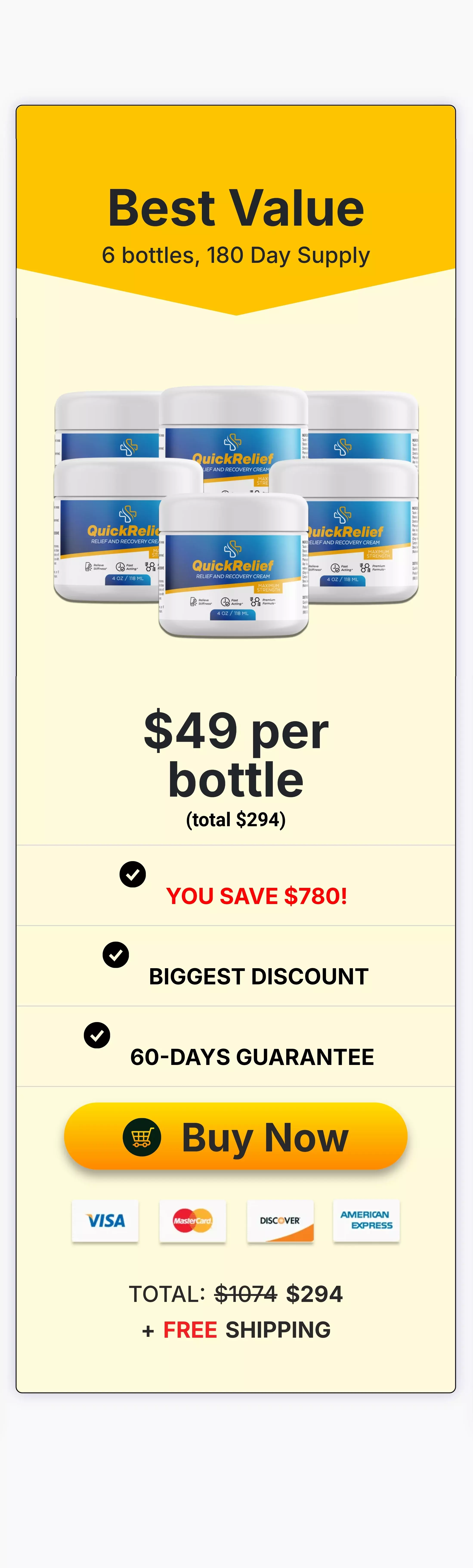 Quick Relief™ 6 bottles pricing